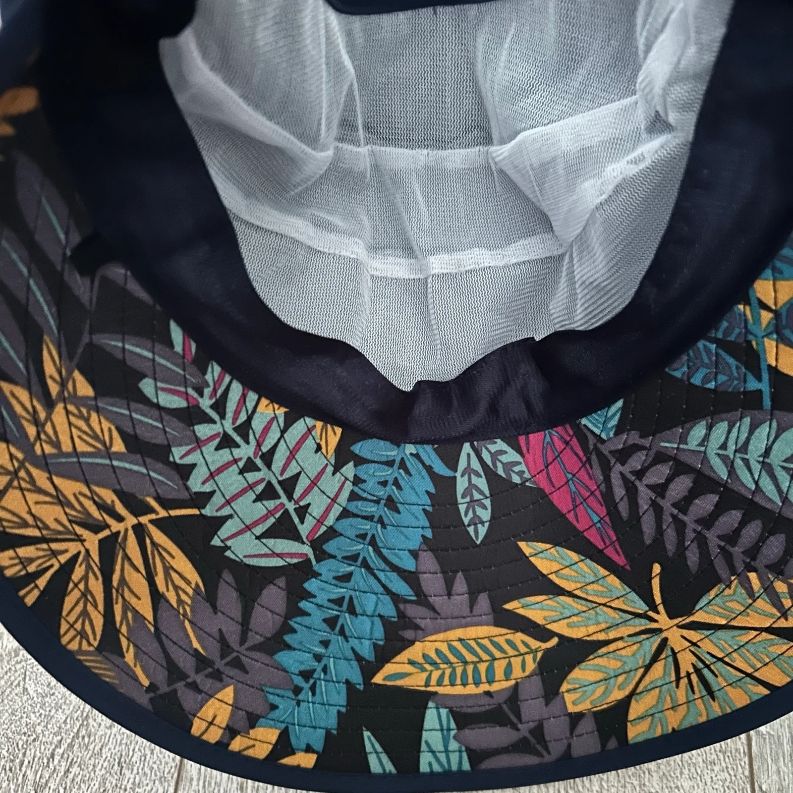 Gorra de verano con estampado de hojas tropicales, azul oscuro – Talla única – photo 6